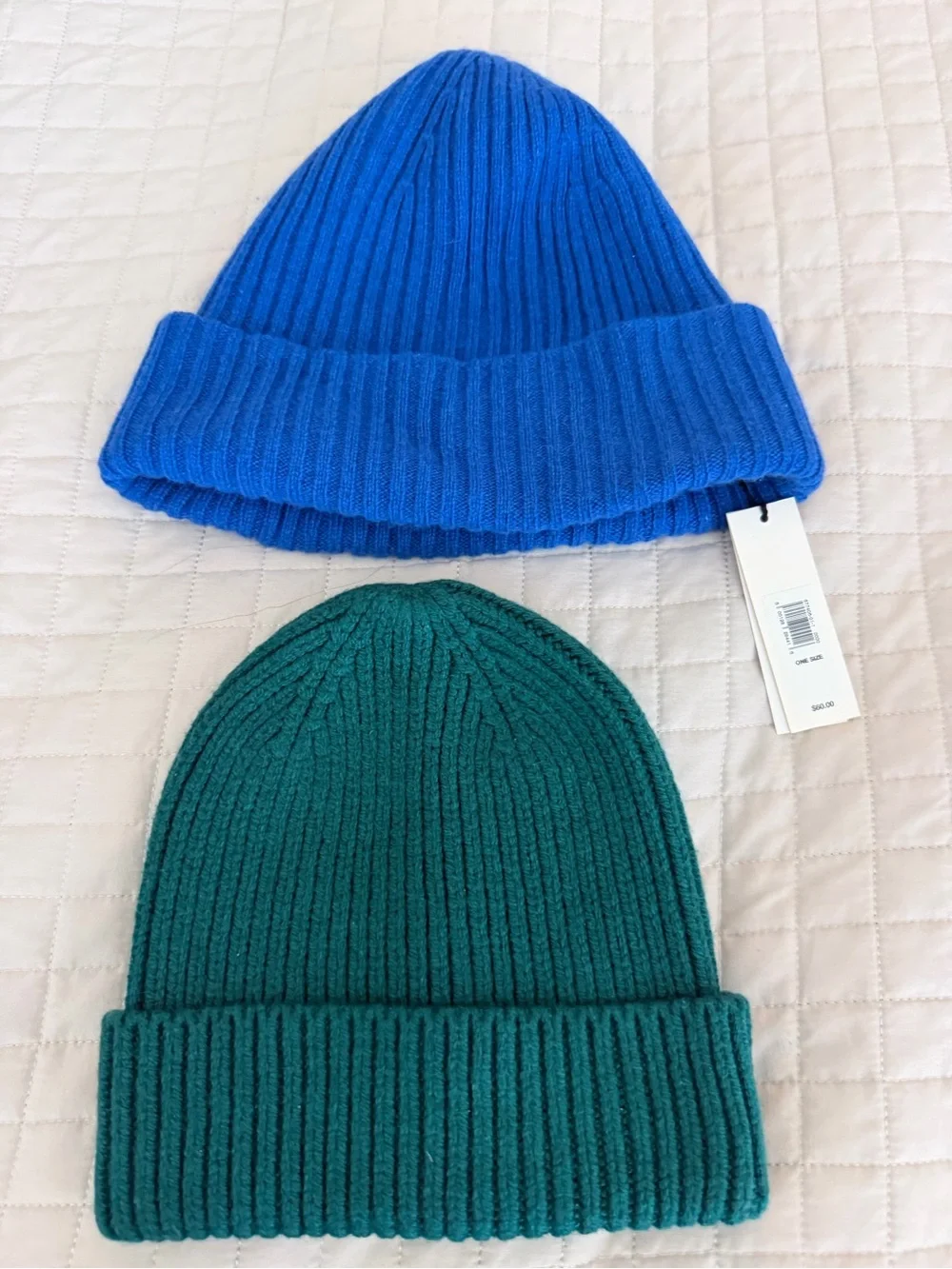 Women Ribbed Beanie Hat - Blue and Teal